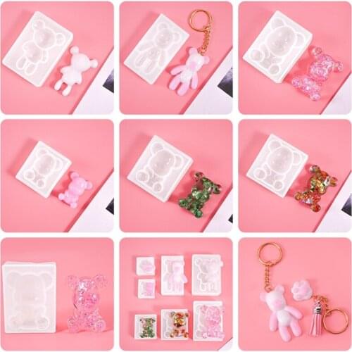 7 Pcs/Set Keychain Crystal Epoxy Resin Mold Pendant Silicone Mould