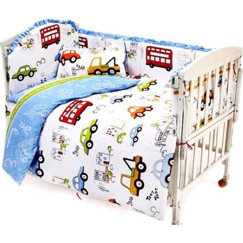9PCS Infant Newborn Crib Bedding Cartoon juego de cama Kids Crib Bed Sheets Cotton Baby Bedclothes,4bumper/sheet/pillow/duvet