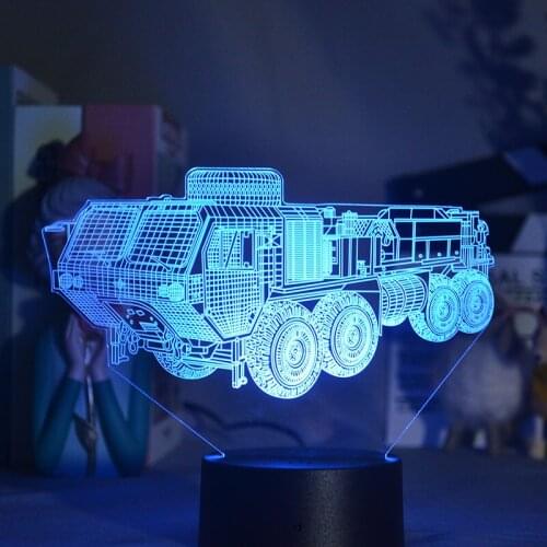 Armored car Shape 3D LED Illusion Car Nightlight Loving Gift Kids Bedroom Color Changing Bedside Table Lamp LED Sensor Lights