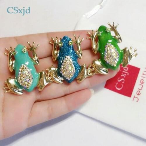 CSxjd Cute frog brooches Rhinestone Enamel Vintage brooch scarves buckle Accessories