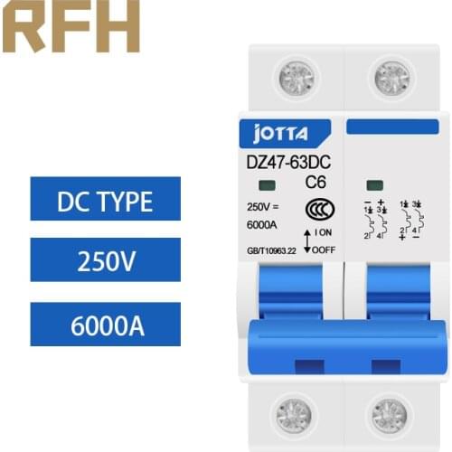 DC 250V Solar Mini Circuit Breaker MCB Fuse PV System Solar Engery 6A 10A 16A 20A 25A 32A 40A 50A 63A