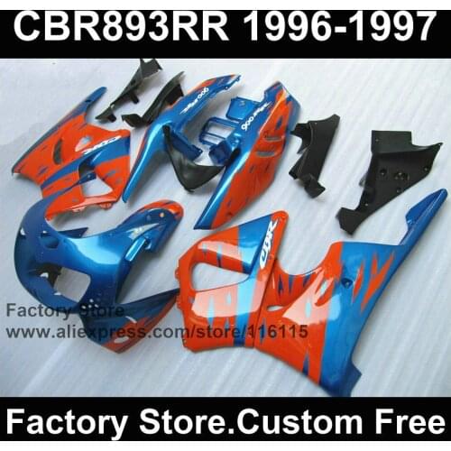 ABS aftermarket fairing kits for HONDA CBR900RR 96 97 CBR 893RR 1996 1997 blue orange motorcycle CBR 893 fairings parts