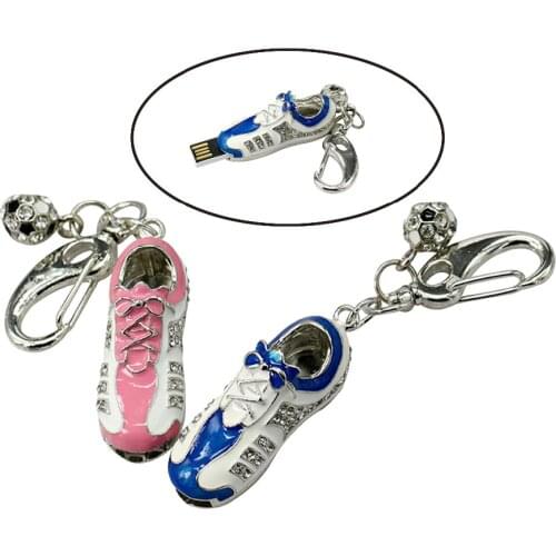 Metal Sneakers Diamond Shoes Style USB Flash Drive Storage Device Keychain Pen drive Real Capacity USB Memory 8G 32GB 64GB Stick