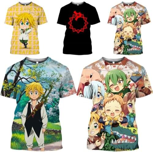 HOXIXIB The Seven Deadly Sins T Shirt Men Black Tops 3D Print Anime Tshirt Elizabeth Liones Women Sexy Harajuku Unisex Clothing