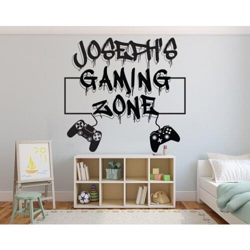 Gamer Vinyl Wall Decal Gaming Zone Decor Personalized Gifts Controller Video Game Wall Stickers Customized Kids Bedroom P765