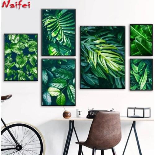 Green Plants Palm Monstera Big Leaf Wall Art 5d Diy Diamond Painting Nordic Cross Stitch Kits Wall Picture For Living Room Decor