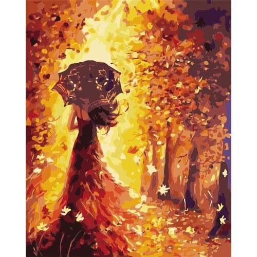 Beautiful Women Autumn Landscape DIY Painting By Numbers Kits Coloring Paint By Numbers Modern Wall Art Picture Gift 40X50CM