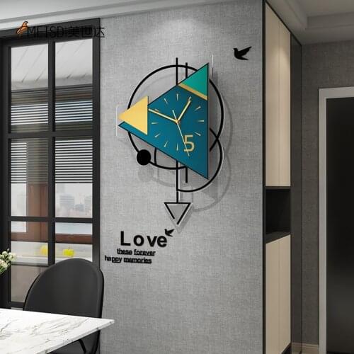 MEISD Decorative Kitchen Clock Pendulum Modern Design Wall Mural Watch Sticker Blue Printing Hanging Designer Horloge Home Decor