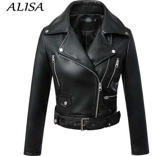Fashion Women Streetwear Jacket 2020 New Spring Autumn Zipper Turn-down Collar Short Pu Coats Ladies Faux Leather Jacket Outwear