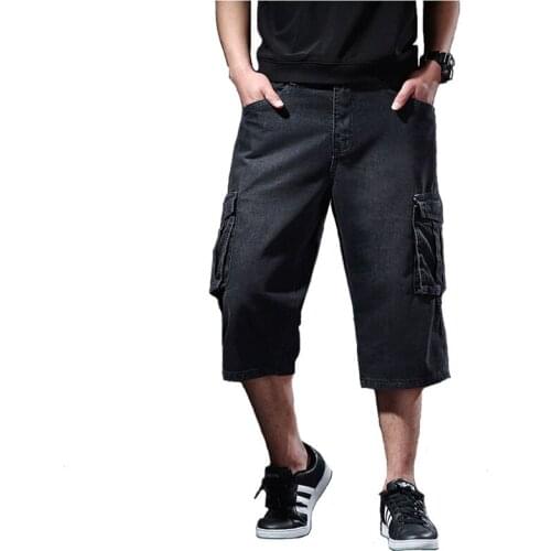 Mcikkny Mens Cargo Denim Shorts With Multi Pockets Loose Casual Short Jeans For Male Big And Tall