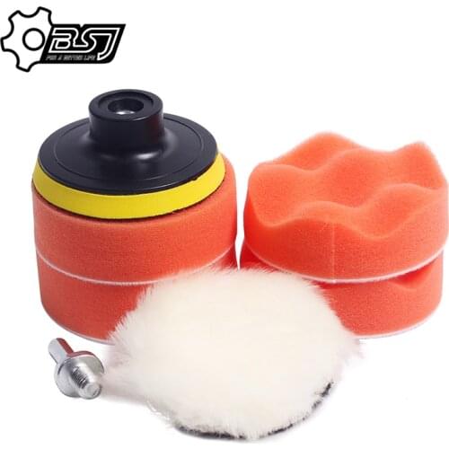 7pcs 3" Car Sponge Polishing Pad Set Polishing Buffer Waxing Adapter Drill Kit for Auto Body Care Headlight Assembly Repair