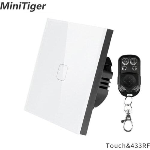 Minitiger EU/UK Standard 1/2/3 Gang 1 Way RF433 Remote Control Wall Touch Switch,Smart Home Wireless Remote Control Light Switch