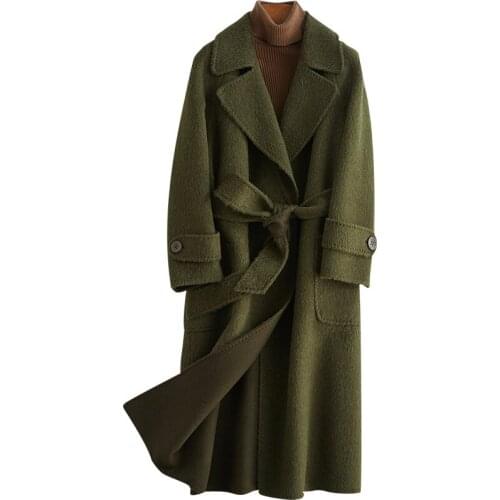 2020 New Fashionable Alpaca Alpaca Zhongchang Fund Two-sided Wool Overcoat Loose Coat Woman