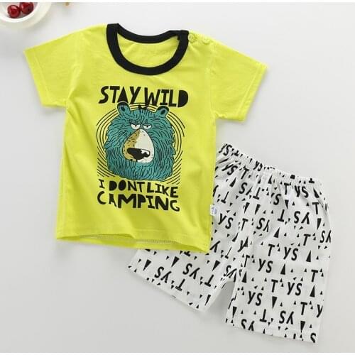 2021 new summer childrens sets cartoon wolf girls body suit hot sale cotton kids clothes set quality boys clothes set