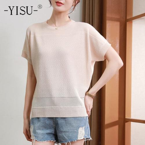 YISU 2021 New Summer Loose Women Sweater O-Neck Solid color All-match tops Female Casual Jumper Knitted pullover Thin section