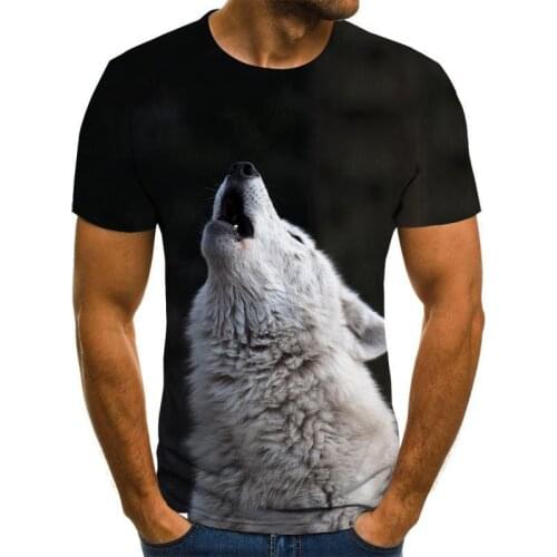 New arrival mens casual T-shirt 3D printing fashion animal wolf printed Short Sleeve T-Shirt Funny mens round neck 3D men Tees