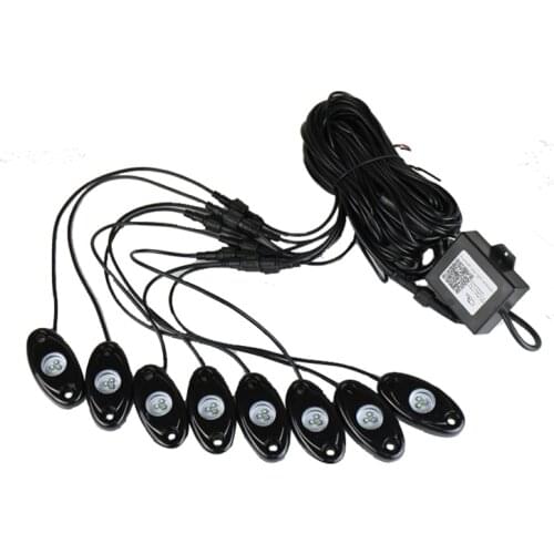 New 8 In 1 LED Rock Light Under Body Light RGB Car Atmosphere Lamp bluetooth Offroad Pickup SUV ATV Truck Rock Lamp