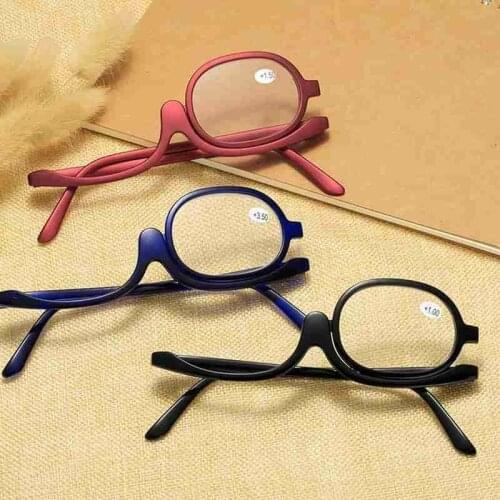 1pc Monolithic Reading Glasses Monocle Zoom Foldable Rotating Makeup Cosmetic Eyeglasses General +1.0 +1.5 +2.0+2.5+3.0+3.5+4.0