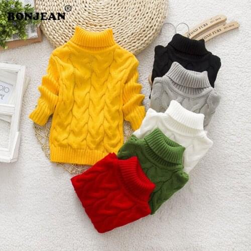 Toddler Baby Clothes 1-8Y Boys Girls Candy Sweater Turtleneck Collar Knitted Pullovers Winter Spring Warm Long Sleeve Cardigan