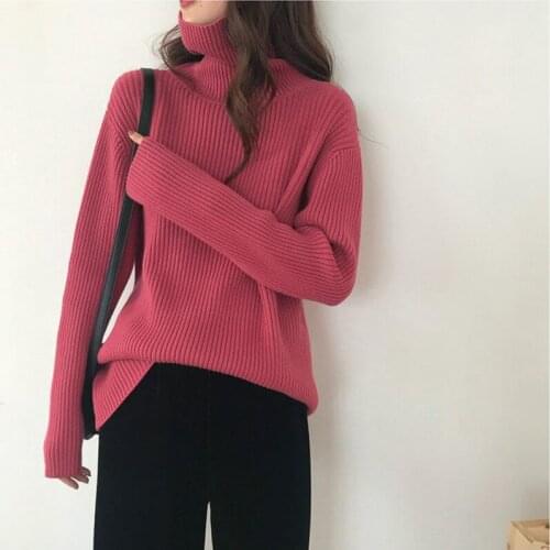 Autumn Winter Turtleneck Sweater Women Knitted Ribbed Pullover Sweater Long Sleeve Slim Jumper Pull Femme Stretchable