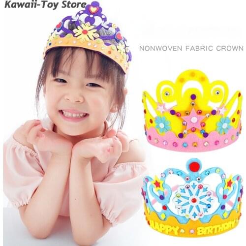 DIY Crafts Toy Crown Creative Paper Sequins Flowers Stars Patterns Toys for Kids Children Kindergarten Art Party Decorations
