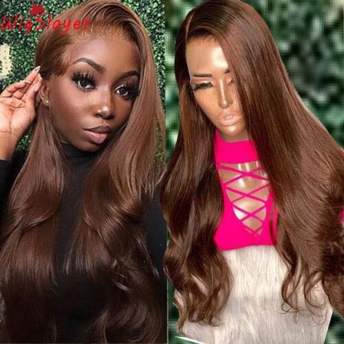 Preplucked Remy Human Hair Lace Front Wig Deep Brown Loose Wave 180% density13x6 Glueless Lace Front Wigs Free Part Straight Wig