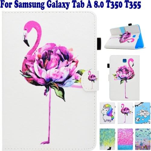 Painted Flip PU Leather Stand Case For Samsung Galaxy Tab A 8.0 inch T350 T355 P350 P355 t355c p355c Tablet Cute Case Cover capa