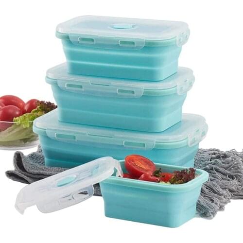 Collapsible Food Fruit Salad Storage Containers with Airtight Lid Stacking Fold Storage Containers for Food Microwave