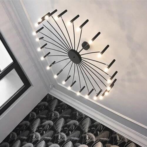 Modern Restaurant LED Chandelier Lighting Nordic Designer Living Room Bedroom Black Hanging Lamp Office Study Lighting Fixture