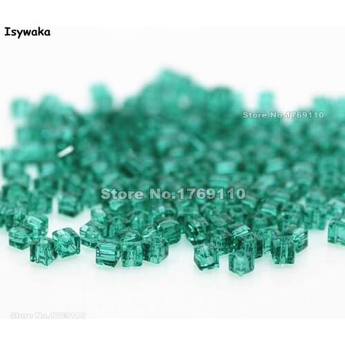 Isywaka 1980pcs Cube 2mm Blue Green Color Square Austria Crystal Bead Glass Beads Loose Spacer Bead For DIY Jewelry Making