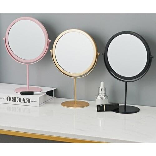 Standing Rotatable Metal Makeup Mirror Table Ornament Portable Iron Cosmetic Decorative Mirrors For Girls