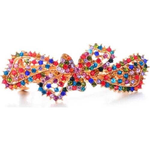 Rhinestone Crystal Flower Hairclips Hair Jewelry Gold Hairpins Big Barrettes Wedding Hair Accessories Headwear