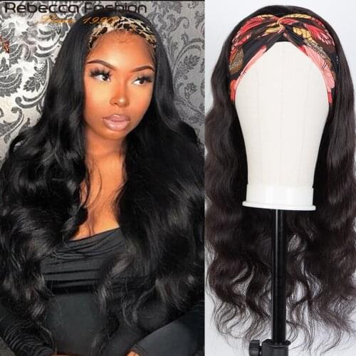 Rebecca Body Wave Headband Wig Human Hair Easy Half Wig Brazilian Remy Hair Headband Wig Natural Hair Machine Wig