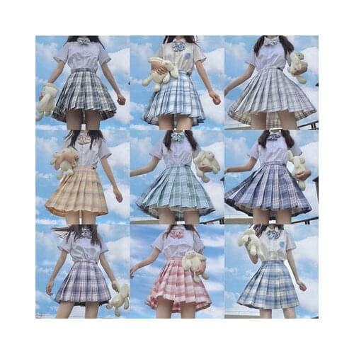 School Girl Uniform Pleated Skirts japanese fashion school uniform Hight Waist A-Line Plaid Skirt Sexy JK Uniforms for Woman