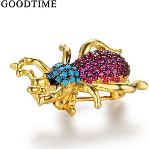 Unique Insect Animal Purple & Blue Beetle Brooch Pins Jewelry AAA Crystals Rhinestone Brooches For Women Jewelry Accessories