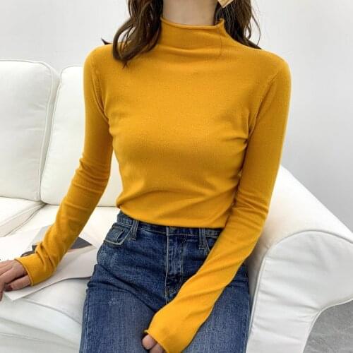 AECU Womens Turtleneck Sweaters Autumn Winter Tops Womens Sweaters Thin Pullover Jumper Knitted Sweater Pull Femme Hiver 2021