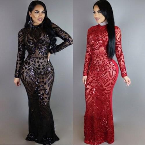 Ladies Black Sequin Dress Women Sexy Club Dresses 2019 Slim Fit Backless Bodycon evening party night Vintage Long Dress vestidos
