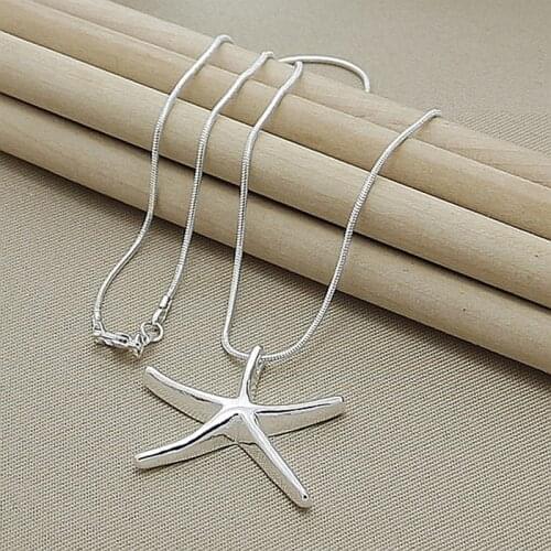 High Quality Star Pendant Necklace for Women 925 Sterling Silver Fashion Jewelry Wholesale
