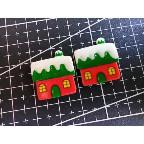 1pcs/lot resin flat back Printing Christmas house 20mm Cabochons Scrapbooking Hair Bow Center DIY Christmas decration