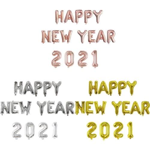 16pcs/Set 16inch Happy New Year 2021 Foil Balloons Marry Christmas Decorations Baby Shower Decor Helium Globos New Year Party