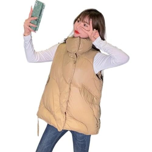 2022 Women Sleeveless Vest Winter Warm women Down Cotton Loose Padded Jacket Female Veats Mandarin Collar Sleeveless Waistcoat