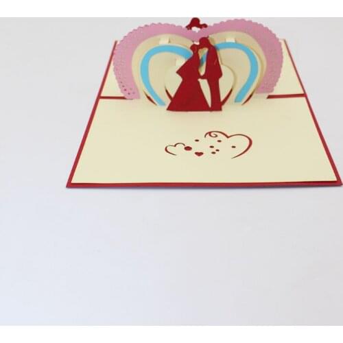 3D Laser Cut Folding Handmade Wedding Kissing Couple Paper Guest Invitation Card Greeting Cards and Envelope Party Supply