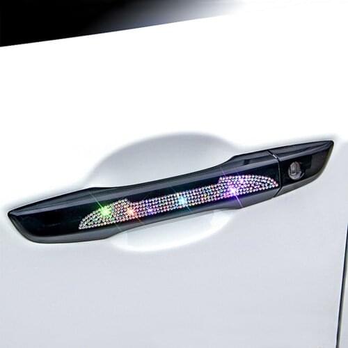 4PCS Bling Car Stickers Door Handle Waterproof Rhinestone Auto Decals For Car Body Decor Reflective Door Handle Film Car Sticker