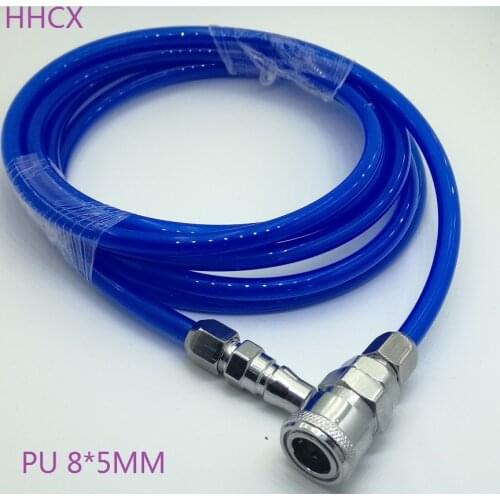 5 meters Blue PU 8x5 mm Polyurethane Air Compressor Hose Tube Flexible Air Tool Trachea 8mm x 5mm With Connector SP20+PP20