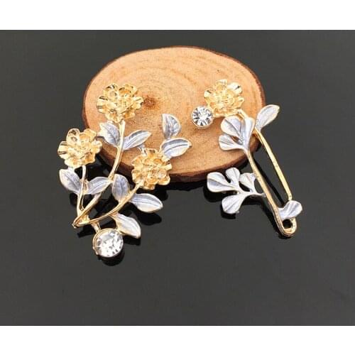 50pcs Crystal Flower Brooch Hairpin Hair Clip Decor Rhinestone Applique Vintage Bag Buckle Button Accessories Embellishment