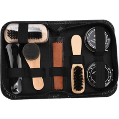 8 Pcs Shine Polish Brushes Cylinder Box Kit Shoe Care Tool Shoe Brush Professional Wooden Brushes Set Home Cleaning Accessories