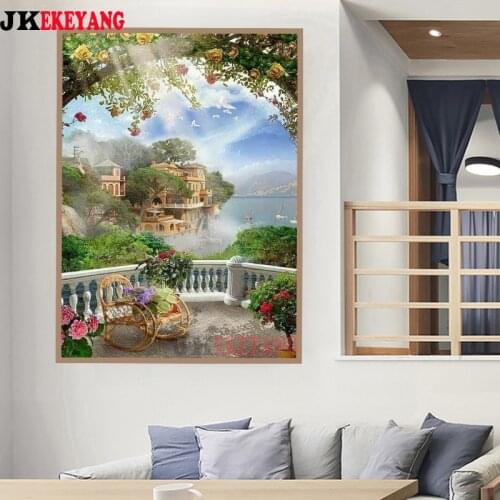 5D Diy diamond painting Nice balcony Diamond Mosaic sale Rhinestone Embroidery cross stitch Y4214