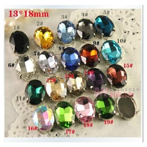 Free shipping mix colors 300PCS 13*18mm Sew-on Rhinestones Buttons, DIY Sewing Scrapbooking Crafts