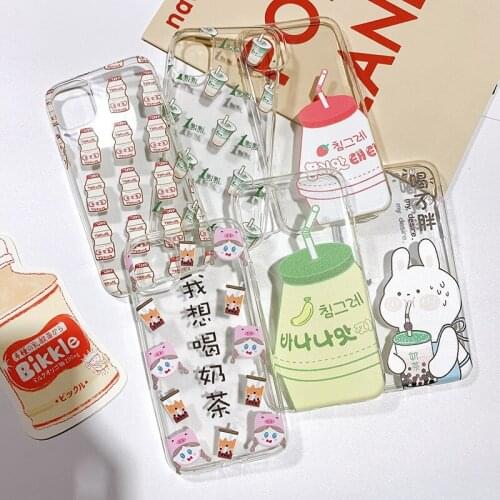 Japanese Cartoon Drink Phone Case For iphone 11 Pro Max 6 7 8 plus Back Cover For iphone X XR XS SE 2020 Transparent Soft Cases