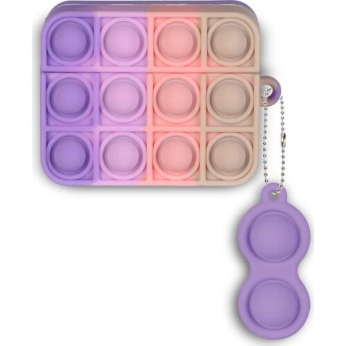 3D Decompression Hook Case for Airpods 1 2 Wireless Bluetooth Headset Silicone Protective Sleeve for Airpods Pro Rainbow Pattern